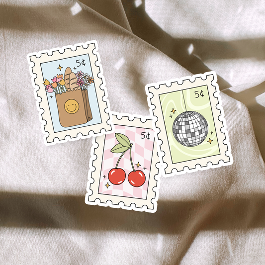 Trendy Retro Post Stamps Sticker