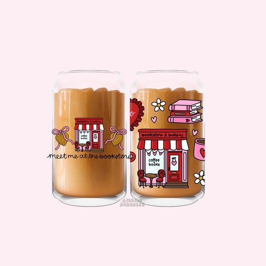 Valentines Bookstore Glass Cup