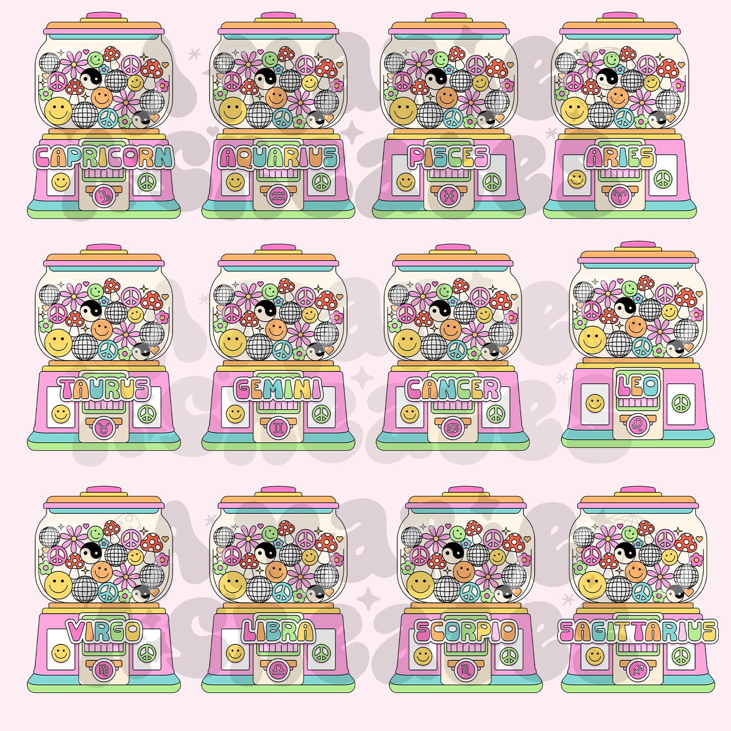 Zodiac Gumball Machine Stickers