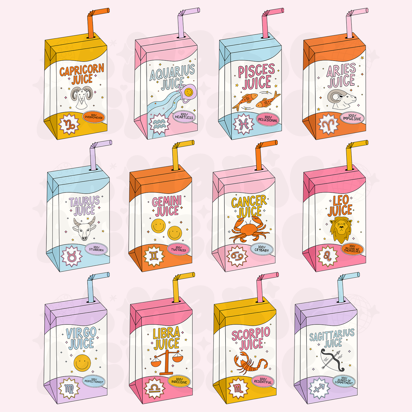 Zodiac Juice Box Glass Cup