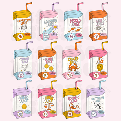 Zodiac Juice Box Glass Cup