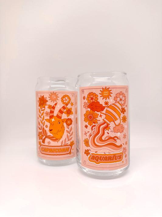 Groovy Astrology Sign Glass Cups