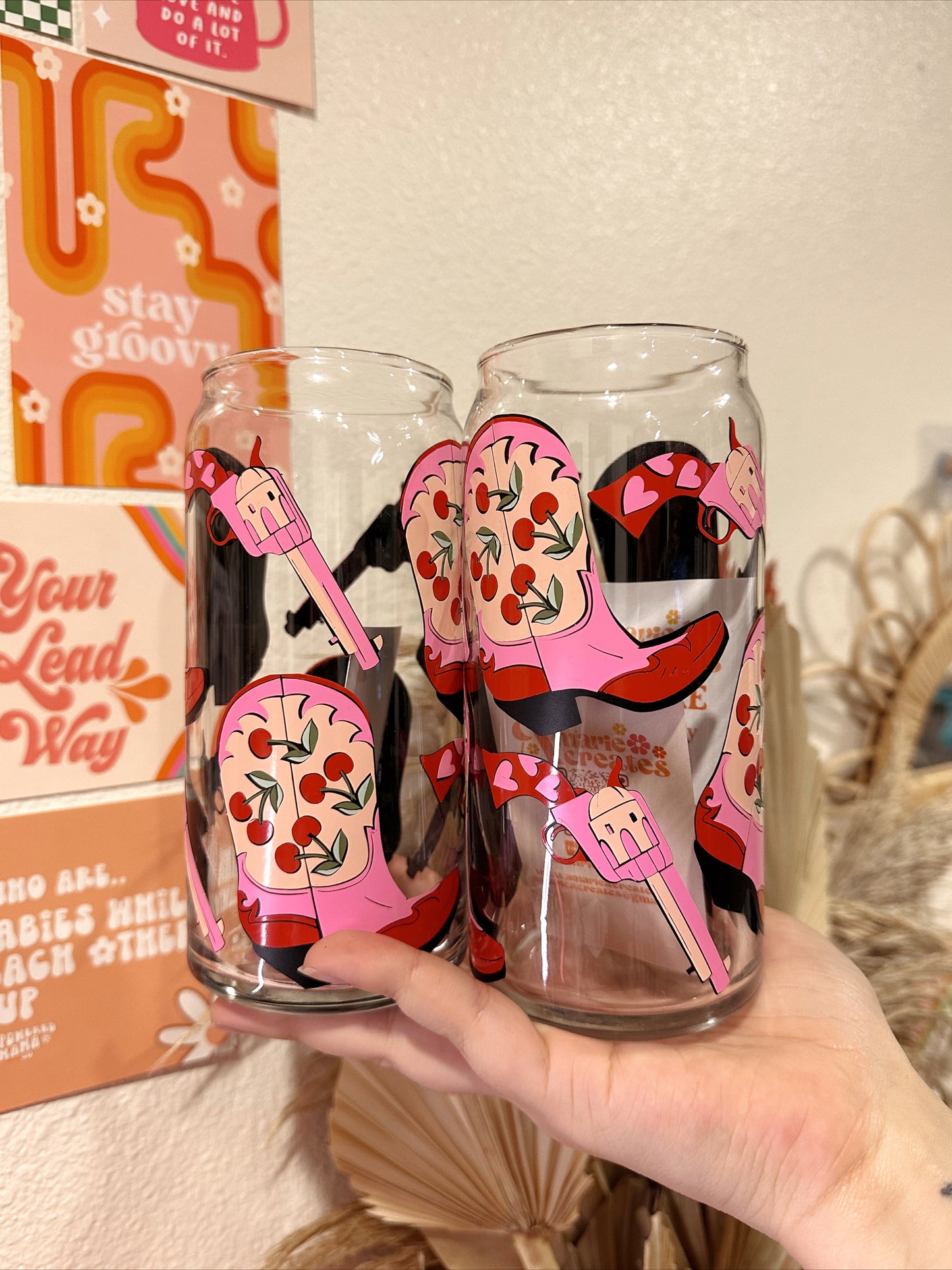 Cowboy Vday Glass Cup