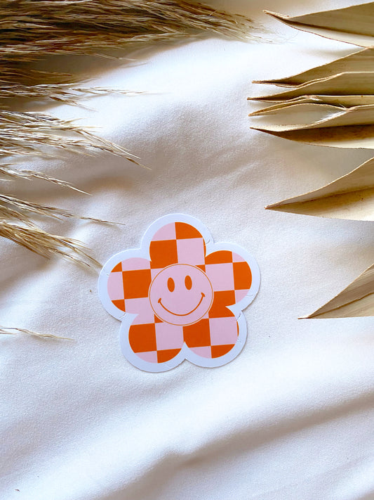 Smiley Daisy | Checkered | Sticker