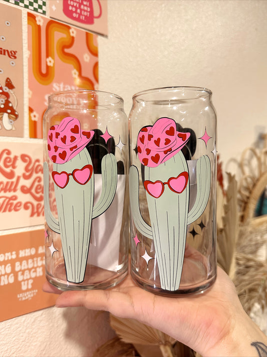 Cactus Vday Glass Cup