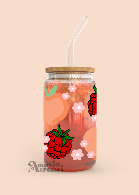 Raspberry Peach Glass Cup